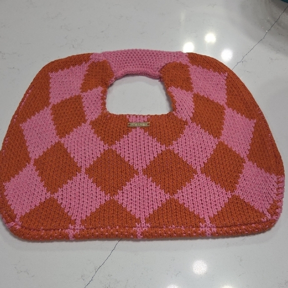 Kopari Handbags - Kopari Pink and Orange Knit Hand Purse New Without Tag